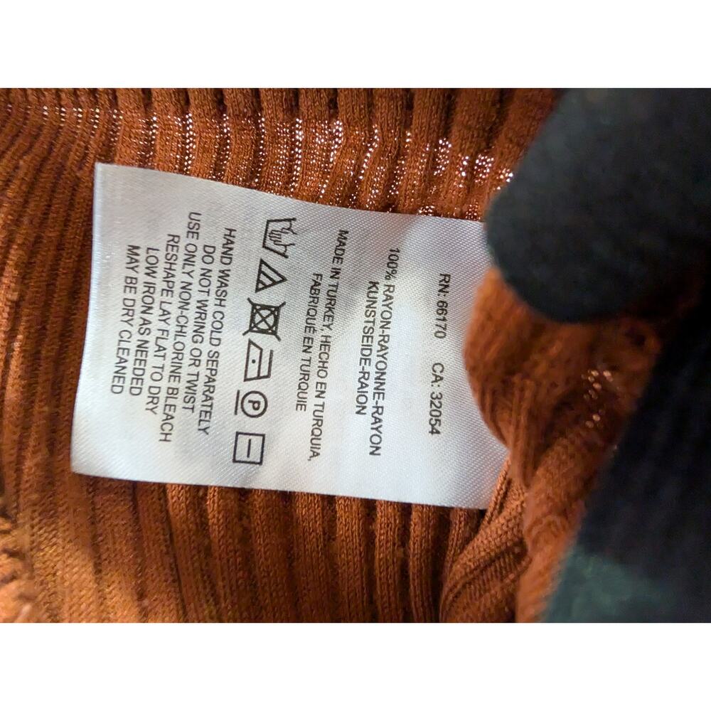 Free People XS Rust Brown Ribbed Knit Flare Bell Bottom Pants - Picture 3 of 9